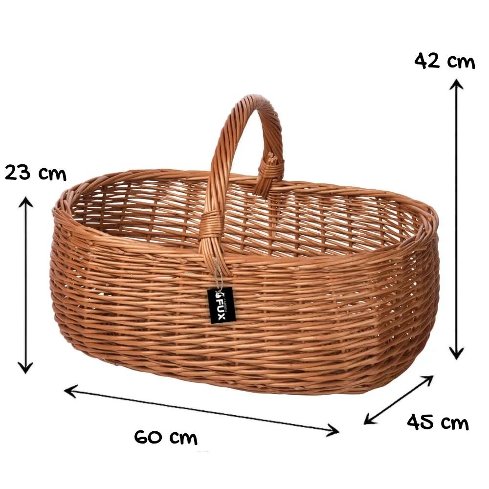 XXL Erntekorb Weide 60 cm für Gartenlaub Heu und schwers Gartengemüse