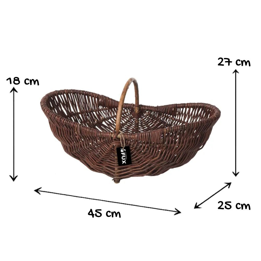 Pilzkorb Weide 45 cm ideal für die Pilzsuche im Wald flacher breiter Korb