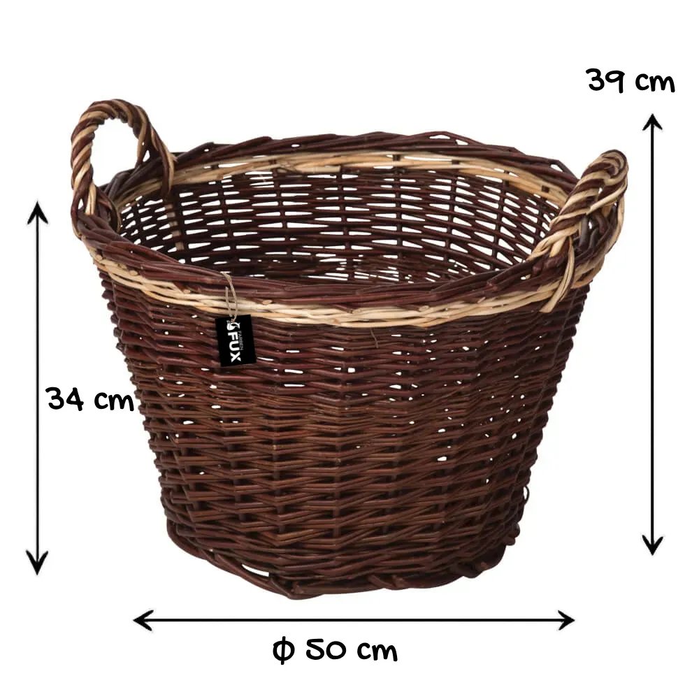 Deko Kiepe Weide 50 cm mit Zierband zur Lagerung von Decken und Kaminholz
