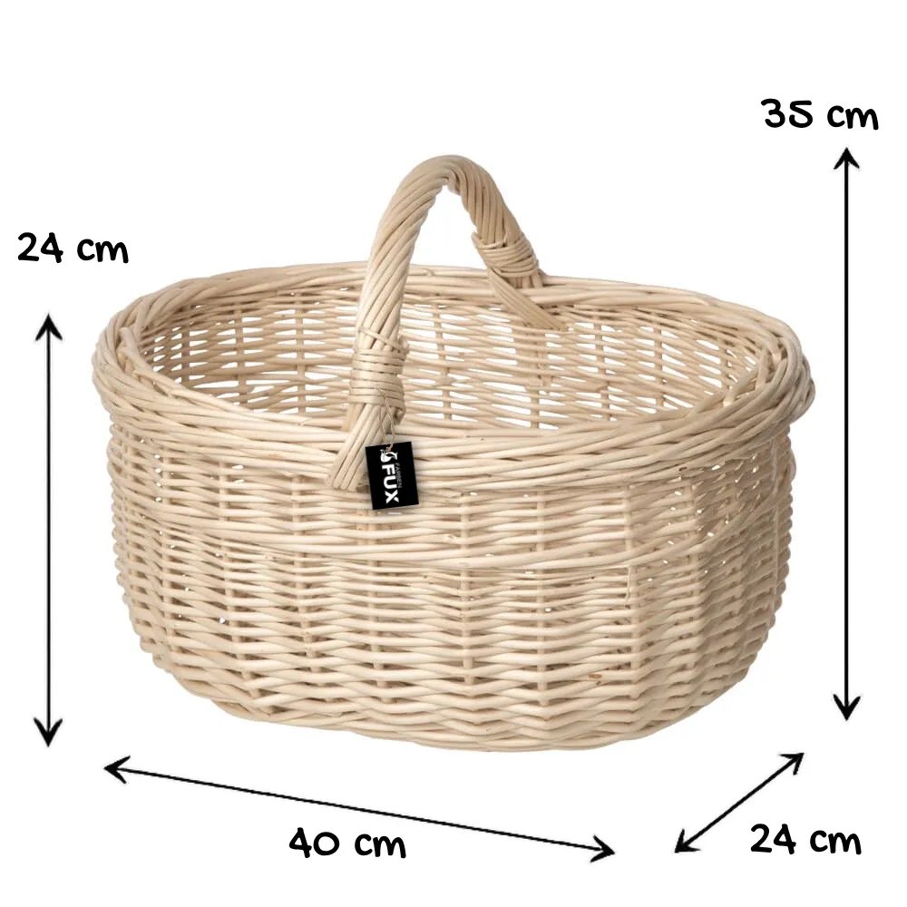 Einkaufskorb Weide oval hell geflochten stabiler Henkel Marktkorb 40x34cm