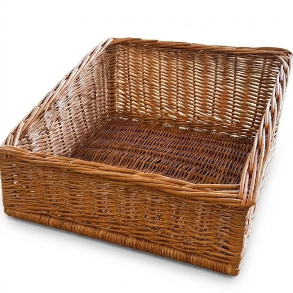 Verkaufskorb Regal Weide quadratisch geflochten Griff Verkaufsdisplay 46x46cm