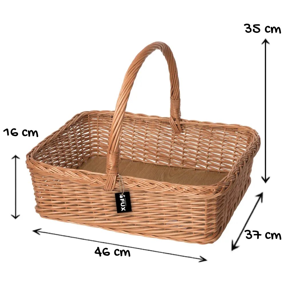 Gartentablett Weide geflochten mit MDF Boden stabiles Serviertablett 46x37cm