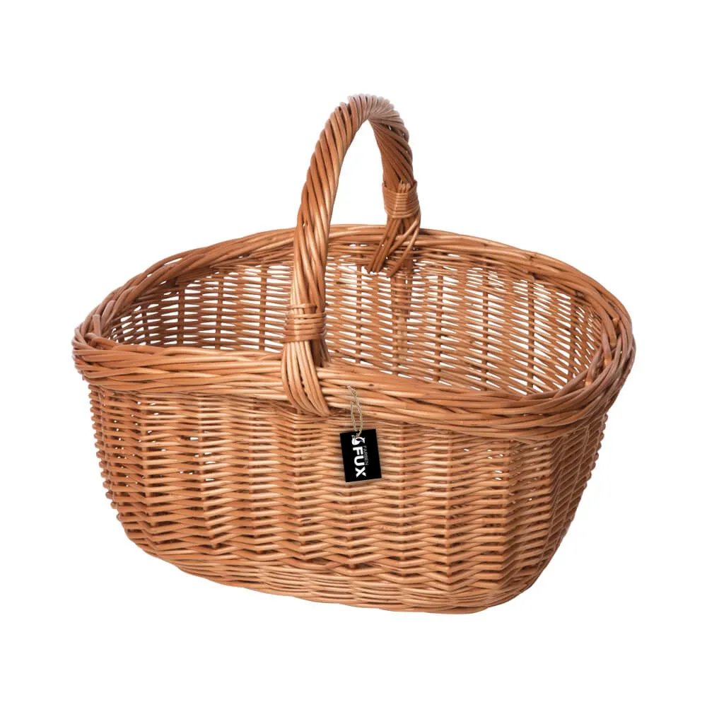 Stabiler Pilzkorb Weide dunkel oval 42 cm für schwere Funde oder Einkäufe