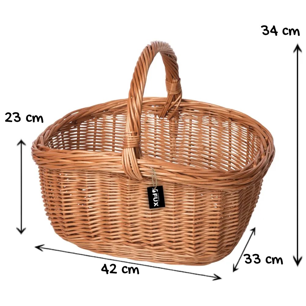 Stabiler Pilzkorb Weide dunkel oval 42 cm für schwere Funde oder Einkäufe