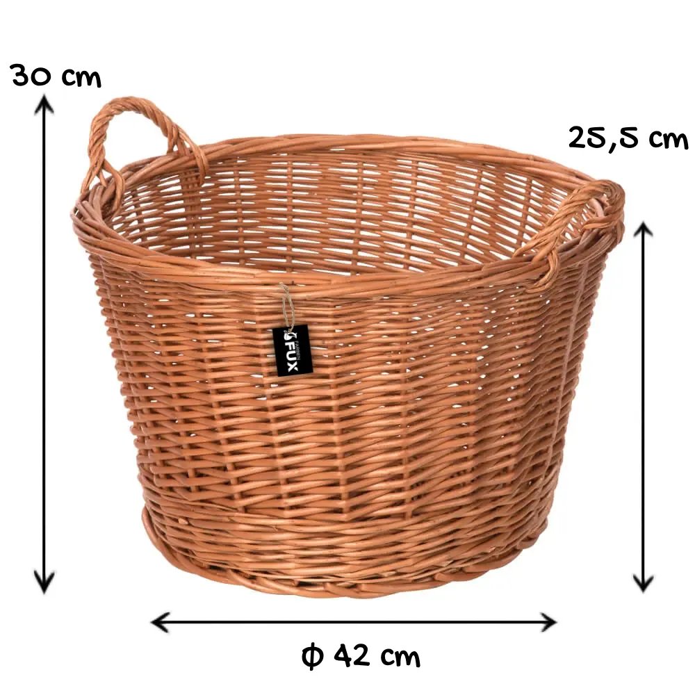 Allzweckkorb gross rund Weide geflochten zwei Griffe robuster Korb 42cm