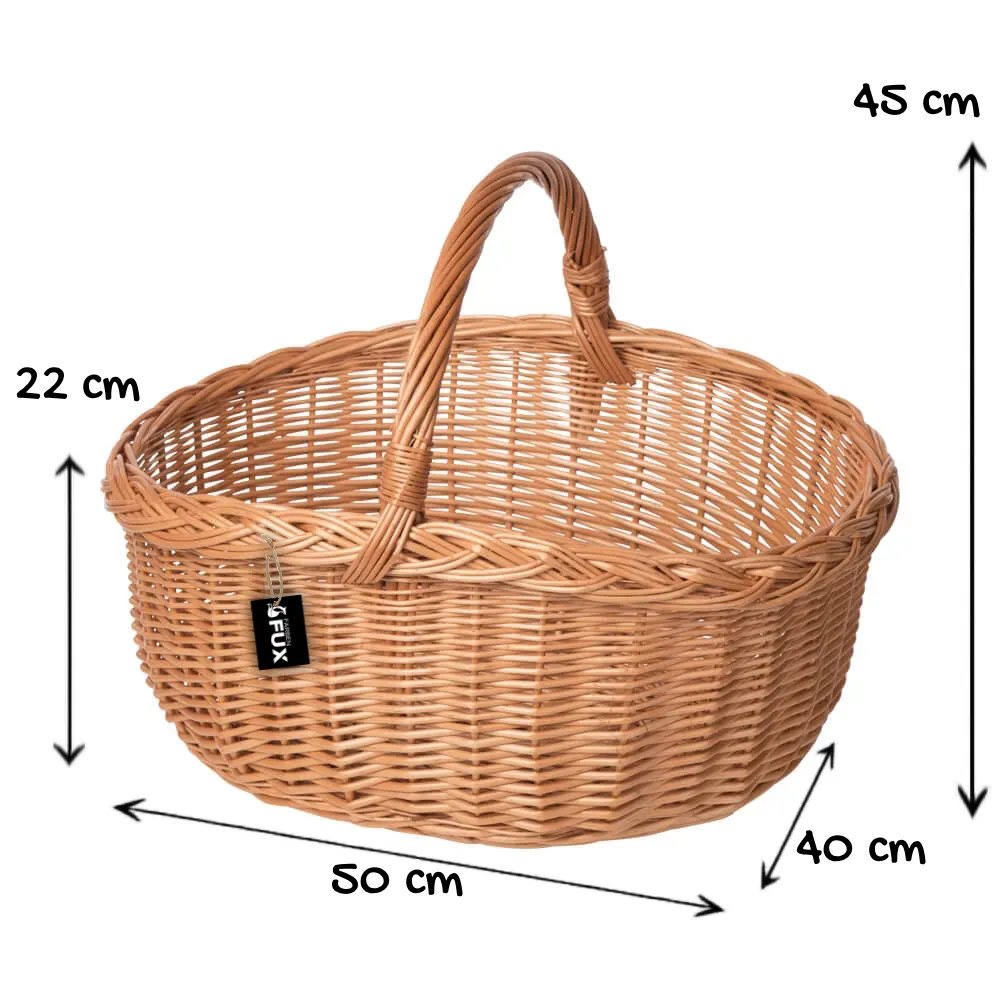 Grosser Praesentkorb Weide Oval 50 cm für Pilz Geschenksets