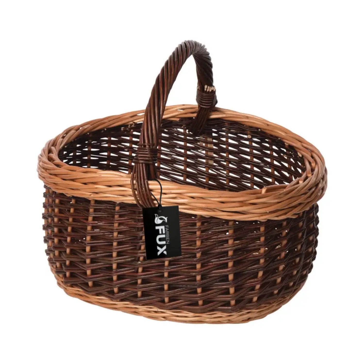 Einkaufskorb oval Weide ungeschält geflochten Zopfrand 43x35cm