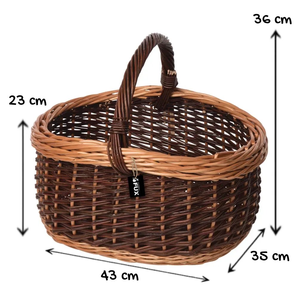 Einkaufskorb oval Weide ungeschält geflochten Zopfrand 43x35cm