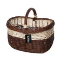 Einkaufskorb zweifarbig Weide geflochten Zierband Henkel 40x28cm