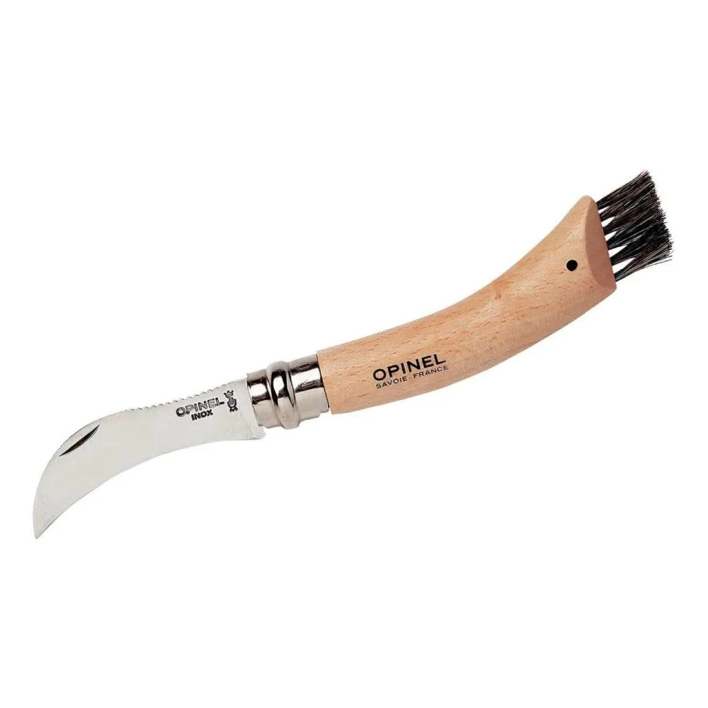 Opinel No 08 Pilzmesser Buche | Das legendäre Erntemesser mit Wildschweinborsten-Bürste