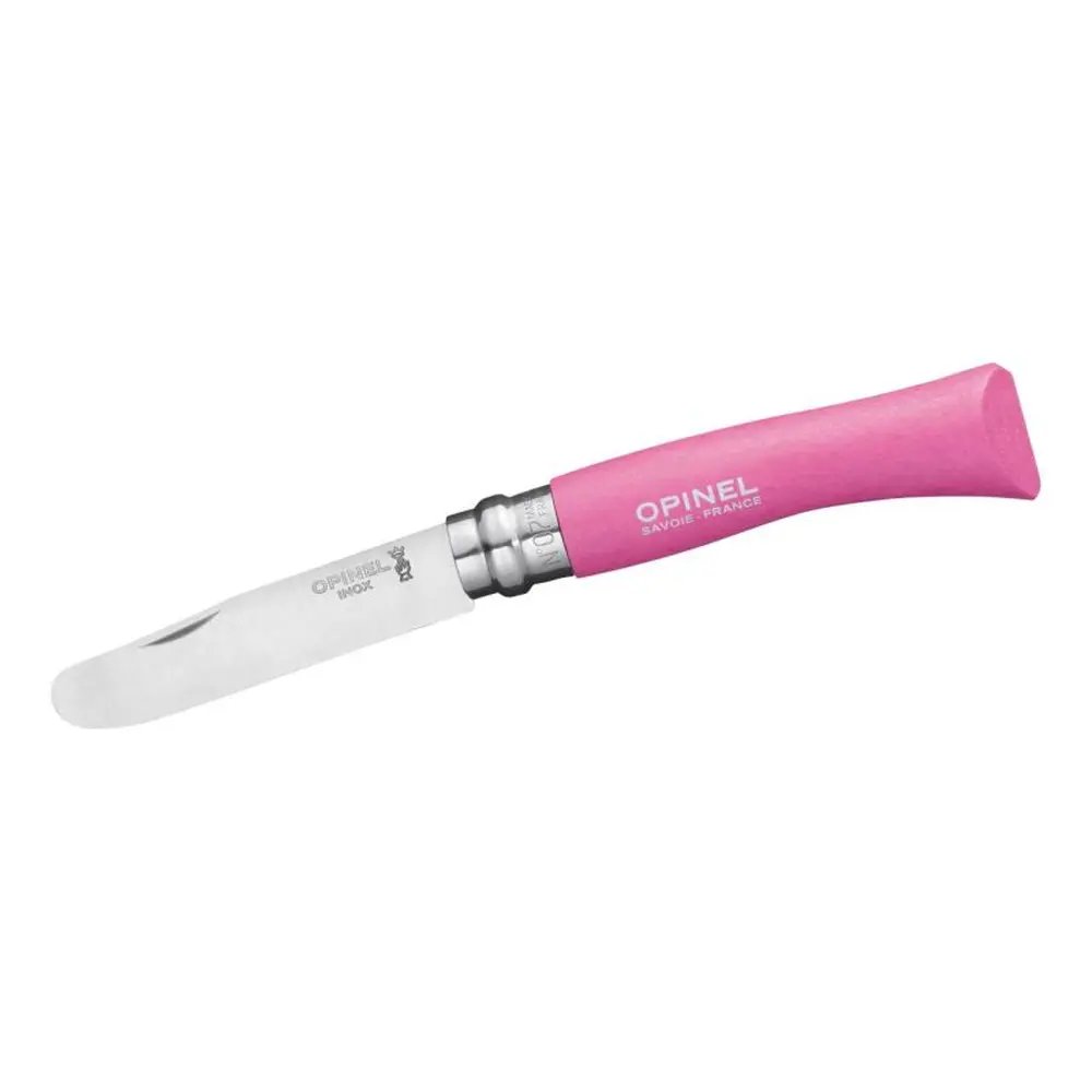Opinel No 07 Kindermesser Pink | Sicheres Outdoor-Taschenmesser mit abgerundeter Klinge