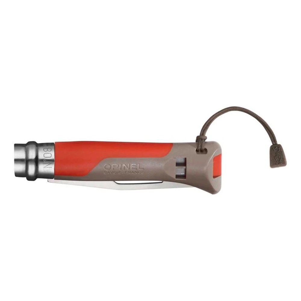 Opinel No 08 Outdoor Rot wetterfestes Taschenmesser mit Notpfeife