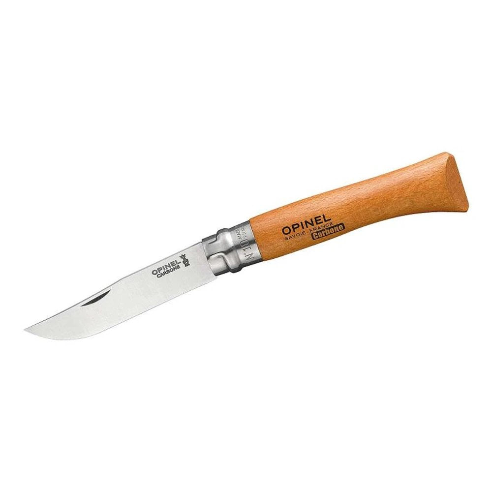 Opinel No 10 Carbon (Blister) | Brachial scharfes Traditionsmesser aus Kohlenstoffstahl