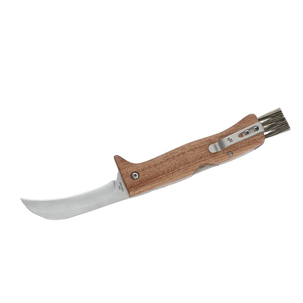 Herbertz Pilzmesser 7,3 cm spitze Klinge Buchenholz Bürste Backlock