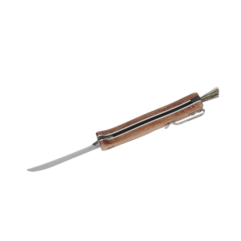Herbertz Pilzmesser 7,3 cm spitze Klinge Buchenholz Bürste Backlock