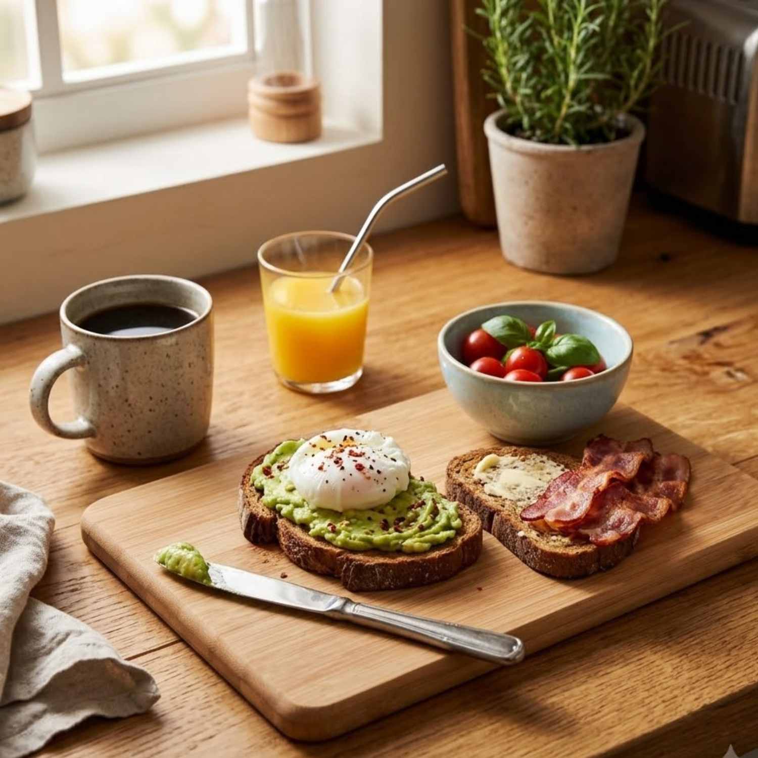 Frühstücksbrettchen Bambus 22 x 14 cm Schneidebrett für Outdoor Camping